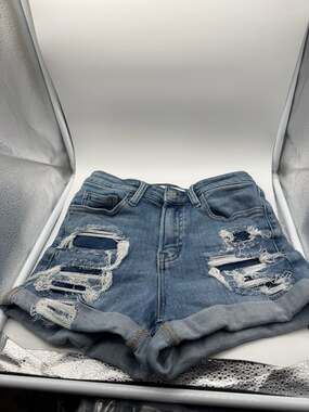 Vervet Los Angeles VT938N Distressed Cuffed Denim Shorts Size S